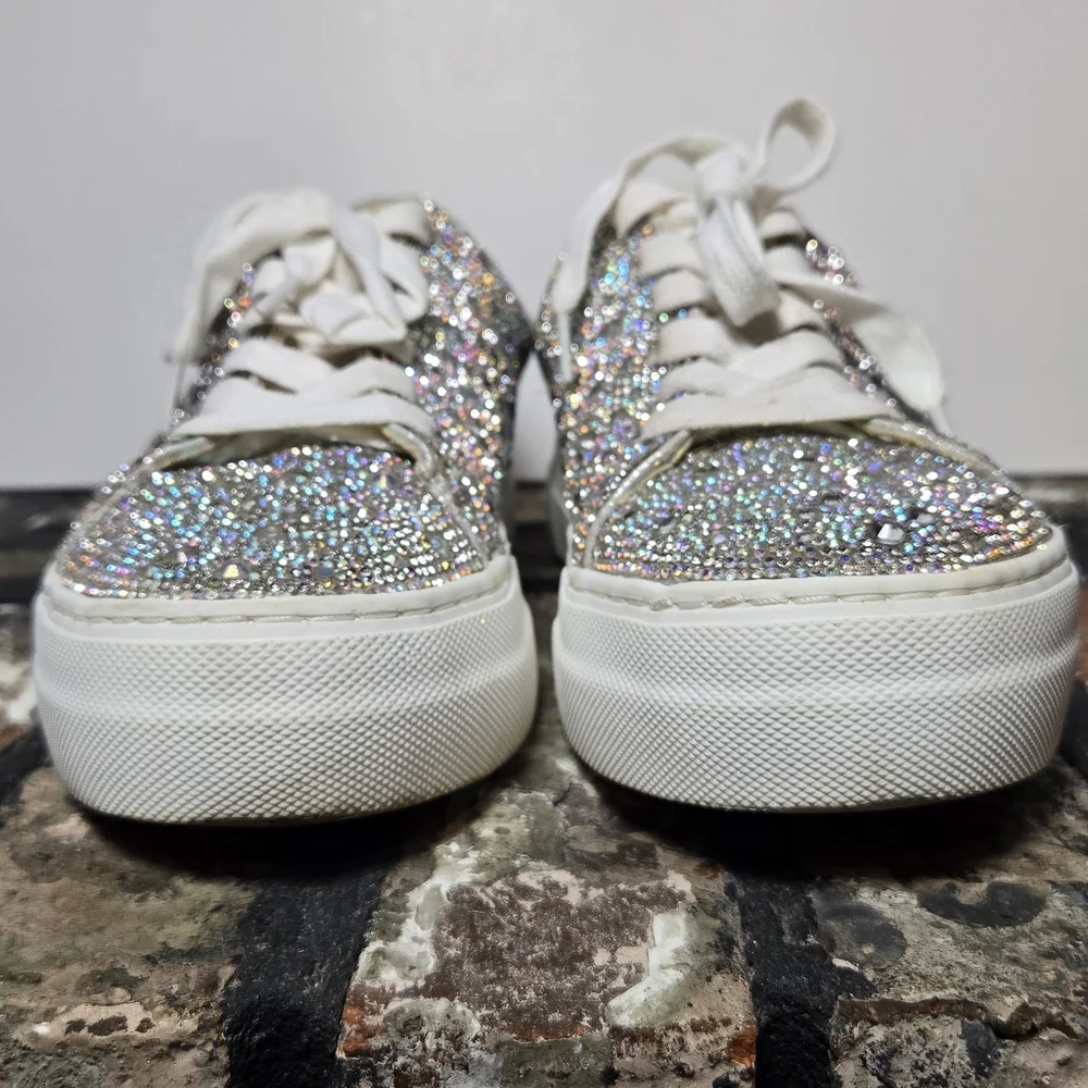 💎 Betsey Johnson Sidny Rhinestone Platform Sneakers Size 7 - Picture 9 of 12